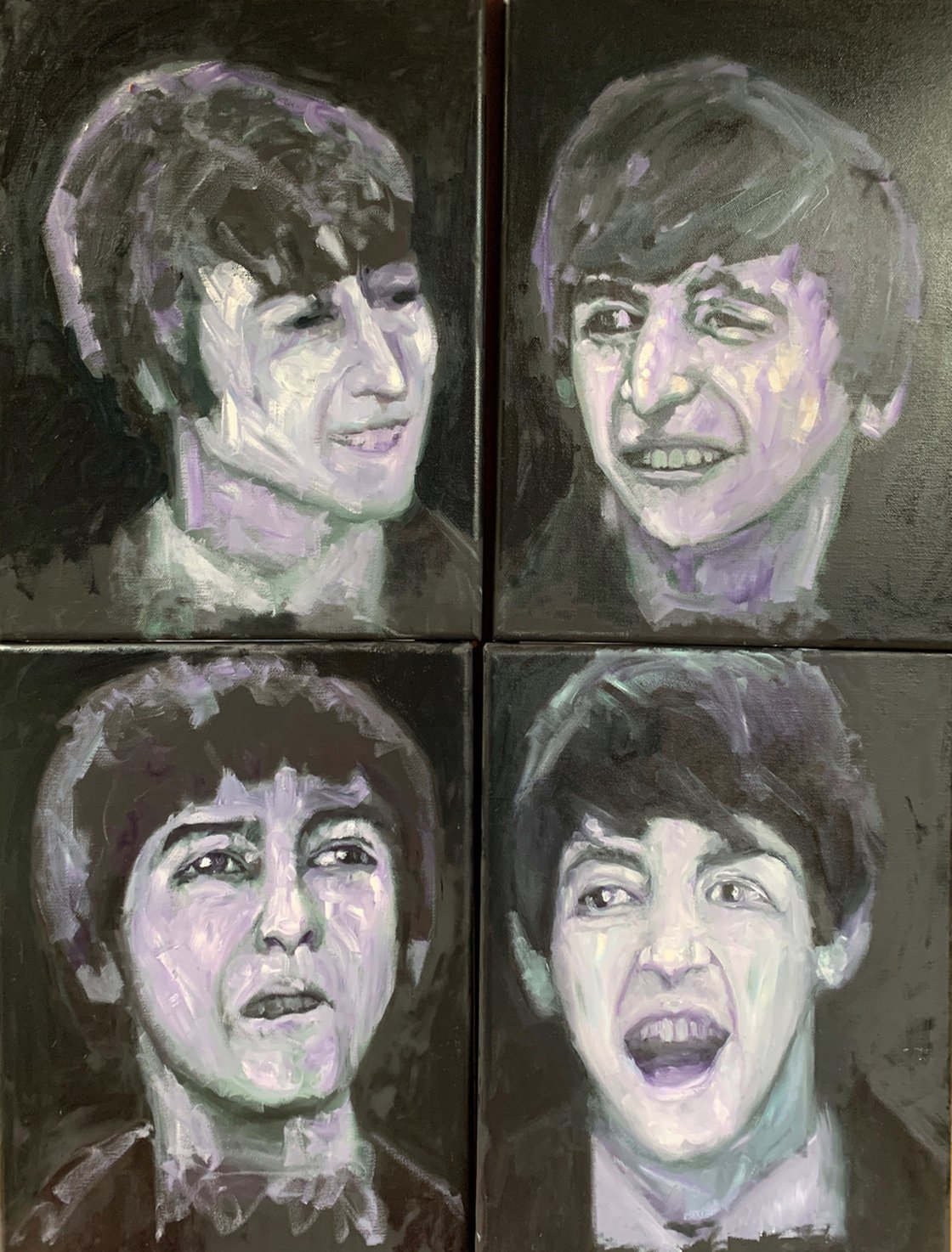 A painting titled 'The Fab Four by Ryan Louder' by Ryan Louder