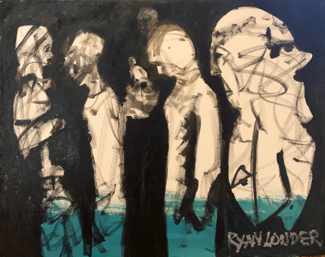 A painting titled 'The Girl Who Grew Up On A Rock by Ryan Louder' by Ryan Louder