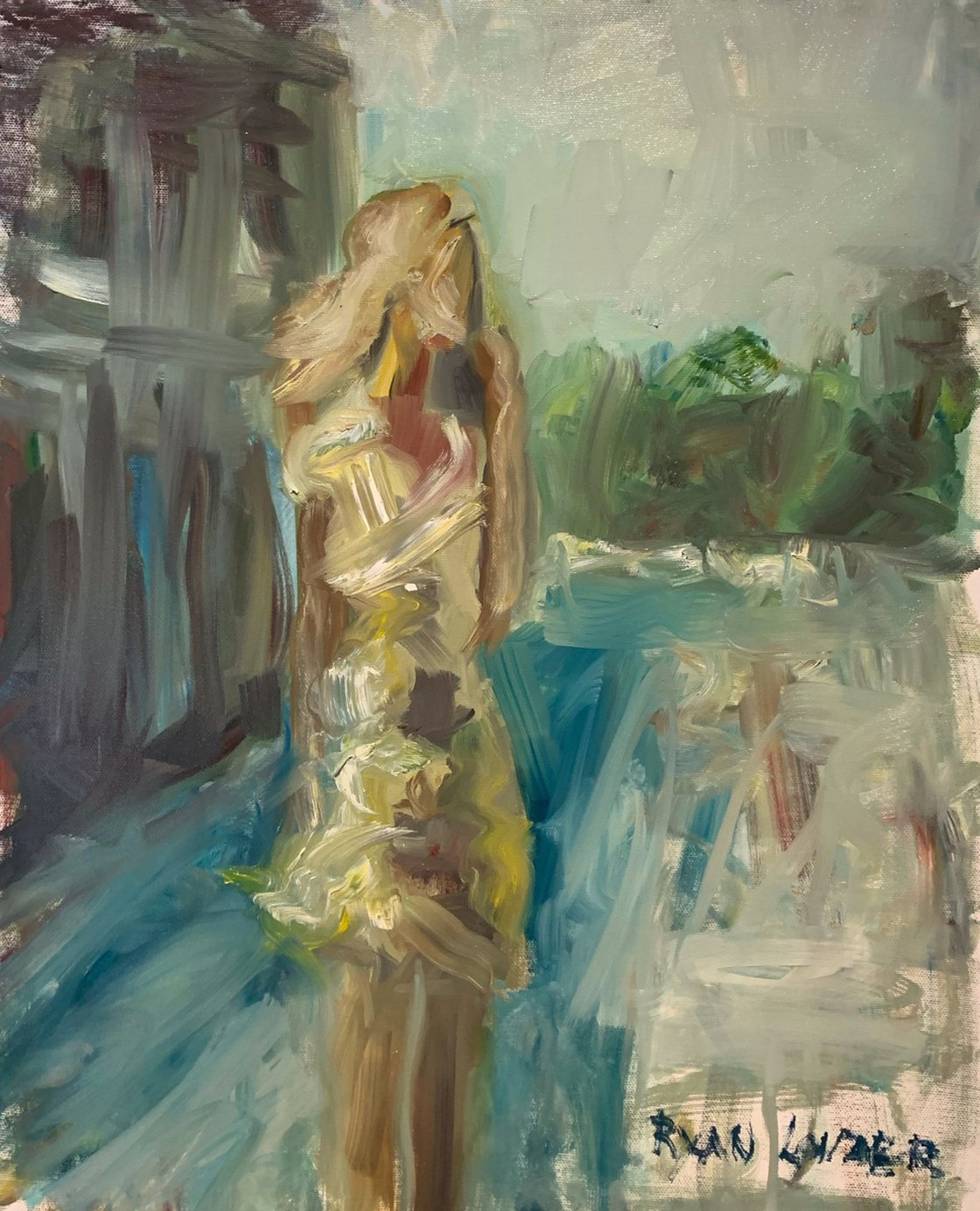 A painting titled 'Meeting Point In London On A Summers Day by Ryan Louder' by Ryan Louder