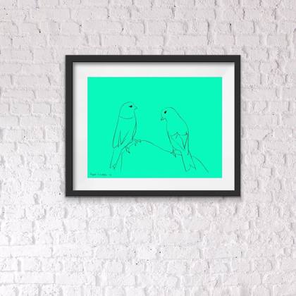 2 Birds 9x12, painting by Ryan Louder