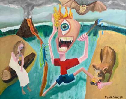 A Catastrophist View of Bali 16x20 Oil On Canvas, painting by Ryan Louder