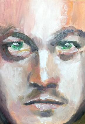 A Little Determination 5x7 oil on canvas board, painting by Ryan Louder