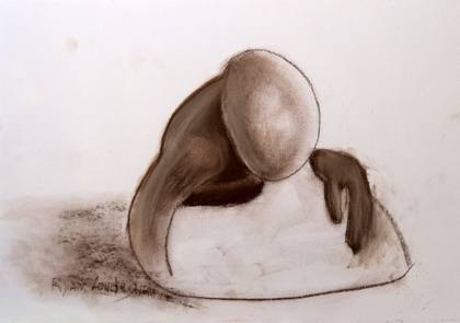 Abstract Figure 9x12 charcoal on paper, painting by Ryan Louder