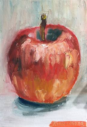 Apple 7x5 oil on canvas board, painting by Ryan Louder