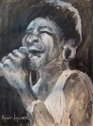 Aretha Franklin, painting by Ryan Louder