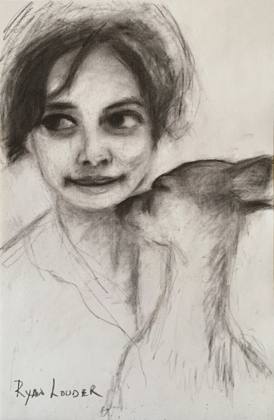 Audrey and Bambi, painting by Ryan Louder
