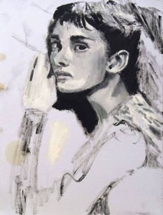 Audrey Hepburn Study, painting by Ryan Louder