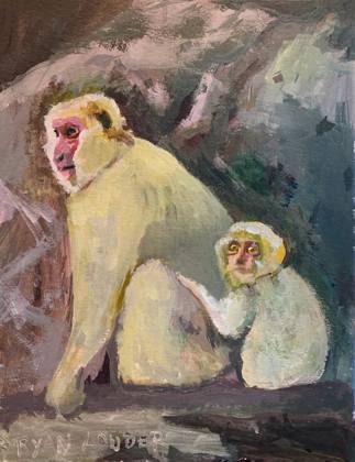 Baboon and Baby, painting by Ryan Louder