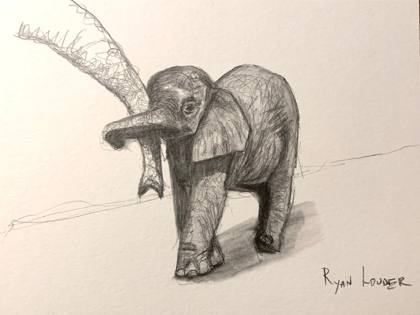 Baby Elephant, painting by Ryan Louder