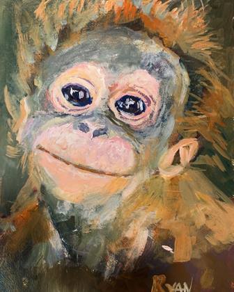 Baby Orangutan, painting by Ryan Louder