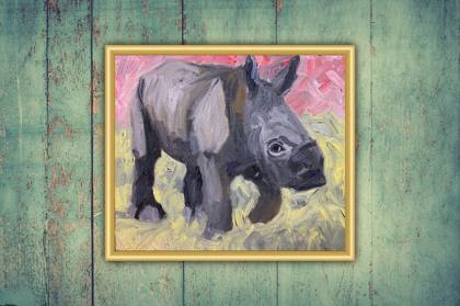 Baby Rhino, painting by Ryan Louder