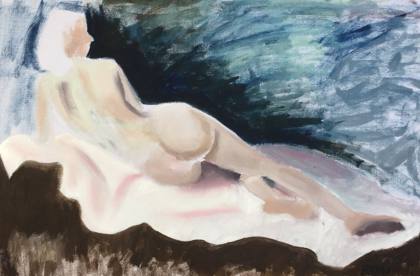 Back of A Woman On A White Towel study, painting by Ryan Louder