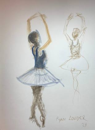Ballet Dancer Study A3, painting by Ryan Louder