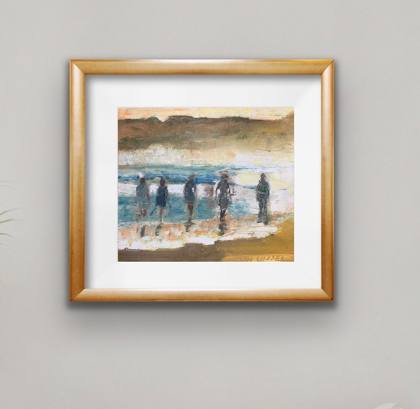 Beach Walking With Friends, painting by Ryan Louder