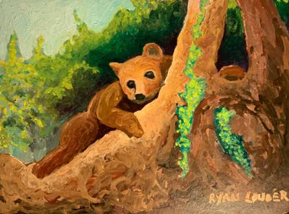 Bear Resting On A Tree, painting by Ryan Louder
