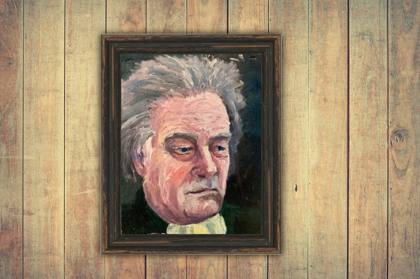 Beethoven Study In Oil - Small Portrait, painting by Ryan Louder
