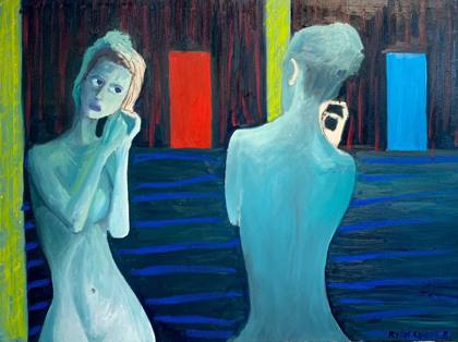Blue Door Red Door, painting by Ryan Louder