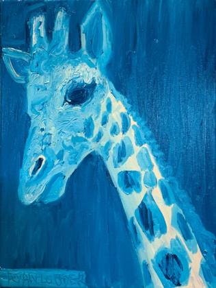 Blue Giraffe, painting by Ryan Louder