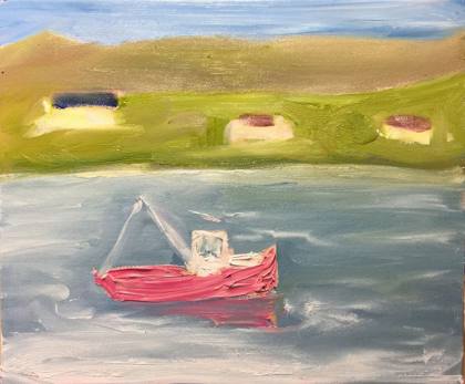 Boat and a Beach, painting by Ryan Louder