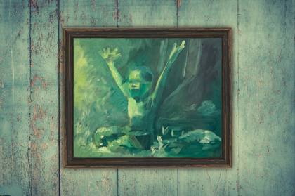 Boy Swimming, painting by Ryan Louder