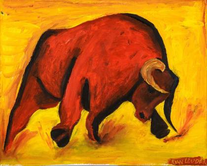Bull, painting by Ryan Louder