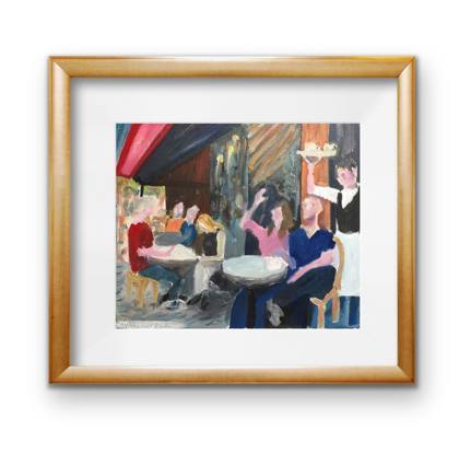 Cafe, painting by Ryan Louder
