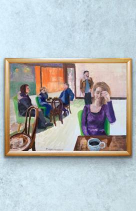 Cafe in London, painting by Ryan Louder
