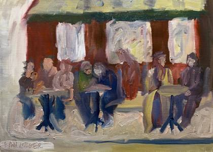 Cafe On A Corner In Paris “Montmatre”, painting by Ryan Louder