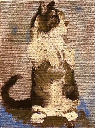 Cat On Two Legs, painting by Ryan Louder