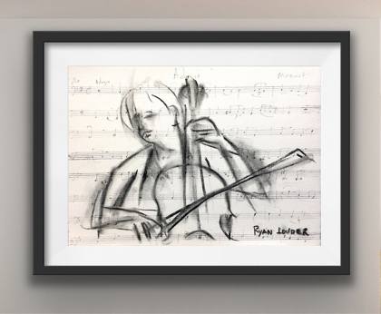Cellist, painting by Ryan Louder
