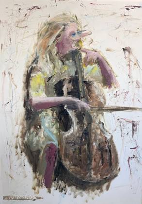 Cello, painting by Ryan Louder