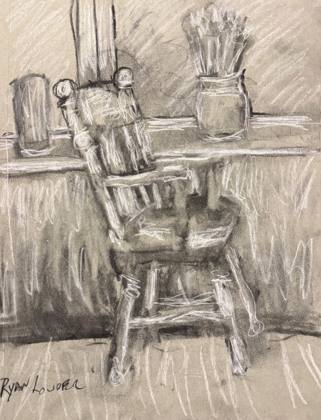 Chair inbetween, painting by Ryan Louder