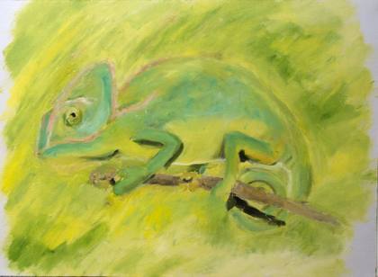 Chameleon being a Chameleon, painting by Ryan Louder