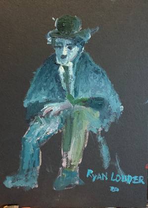 Charlie Chaplin, painting by Ryan Louder