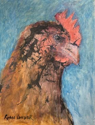 Chicken, painting by Ryan Louder