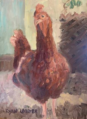 Chicken On A Farm, painting by Ryan Louder
