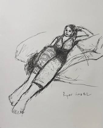 Chilling on a Bean Bag, painting by Ryan Louder