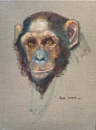 Chimpanzee, painting by Ryan Louder