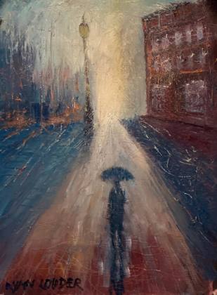 City In The Rain, painting by Ryan Louder