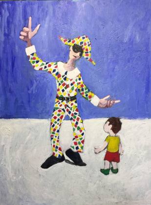 Clown, painting by Ryan Louder