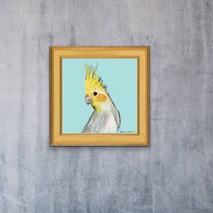 Cockatiel 12x12 limited edition, painting by Ryan Louder