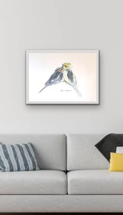 Cockatiels In Love, painting by Ryan Louder