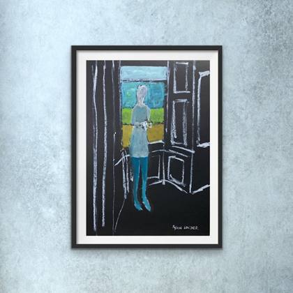 coffee in the morning by the bay window, painting by Ryan Louder