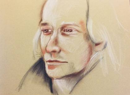 Contentment Drawing On Paper A3 11.7x16.5 - Male Portrait - Mans Face, painting by Ryan Louder