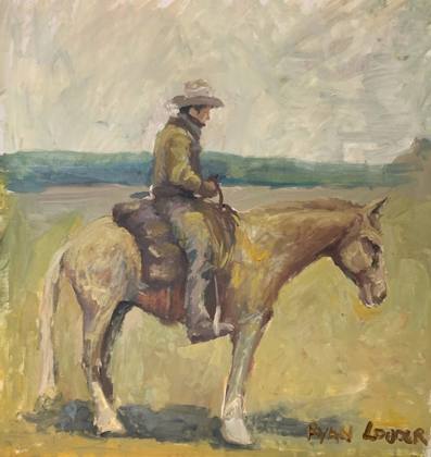 Cowboy and Horse, painting by Ryan Louder
