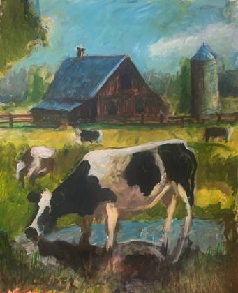 Cows On The Farm, painting by Ryan Louder