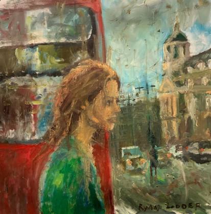 Crossing The Road In London, painting by Ryan Louder