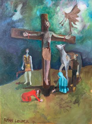 Crucifixion, painting by Ryan Louder