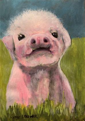 Cute Little Piggy 10x7, painting by Ryan Louder