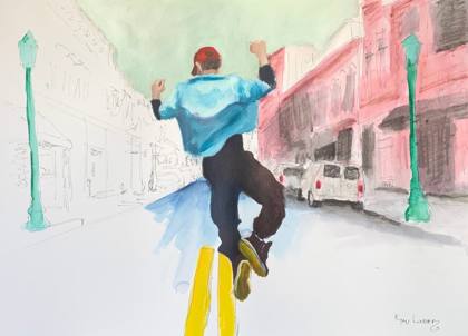 Dancing In The Street 17x24, painting by Ryan Louder